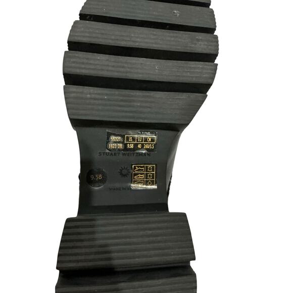 Stuart Weitzman Soho Chill Suede Shearling Loafer Mule Black 9.5B Platform - Picture 12 of 12